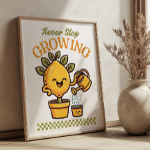 Nunca dejar de cultivar Poster retro de mascota de
