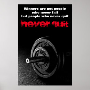 Póster Nunca dejes de estar en forma Inspiradora Dumbell