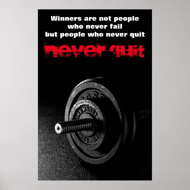 Póster Nunca dejes de estar en forma Inspiradora Dumbell (Frente)