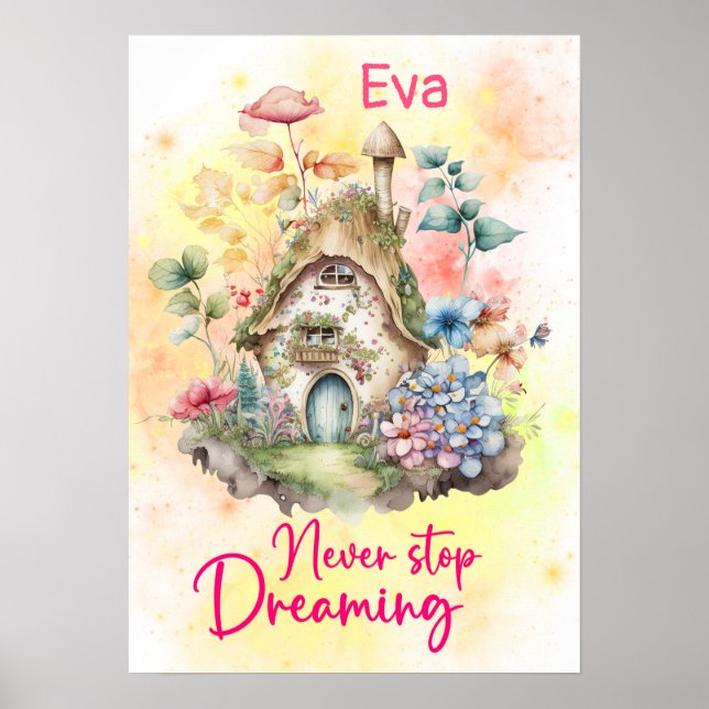 Póster Nunca Dejes de Soñar Cita Motivacional para Niños (Frente)