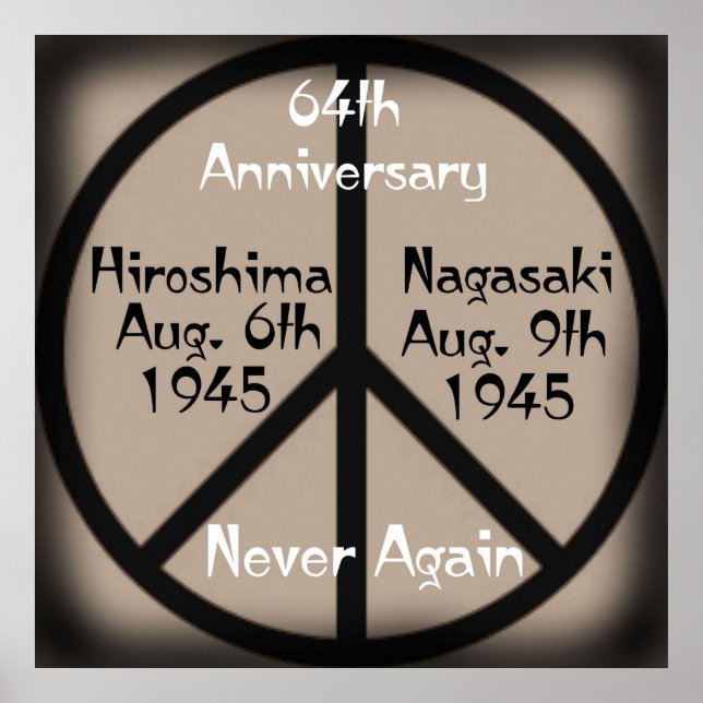 Póster Nunca más el aniversario de Hiroshima/Nagasaki (Frente)
