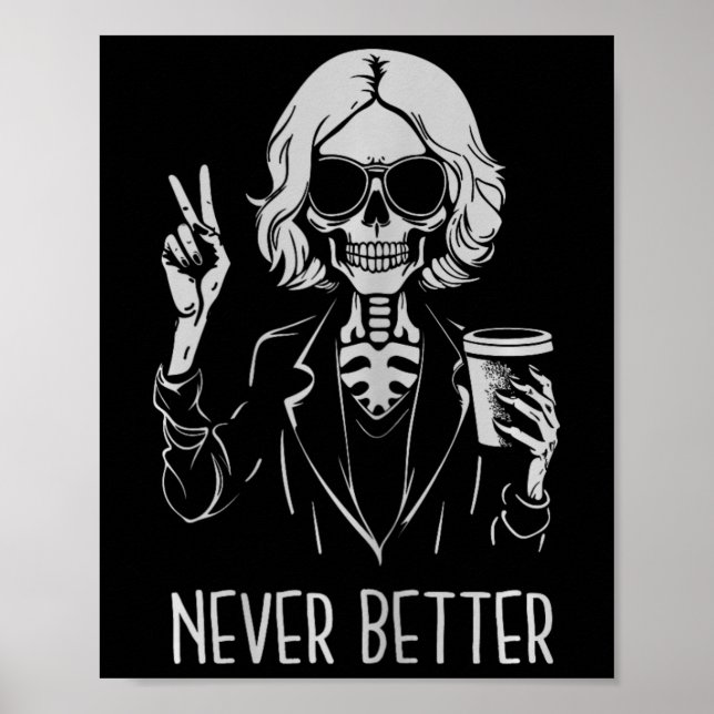 Póster Nunca mejor Skeleton Drinking Cup Café Hallowee (Frente)