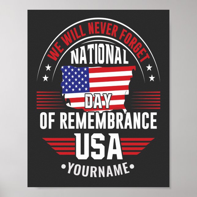 Póster Nunca olvidaremos el Día Nacional de Recuerdo (Frente)