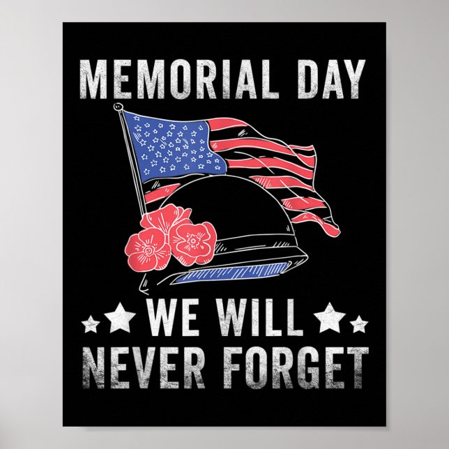 Póster Nunca Olvidaremos La Bandera De Usa Deteriorada Me (Frente)