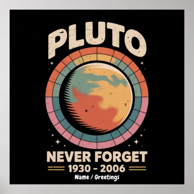 Póster Nunca Olvides Plutón 1930-2006 Divertido espacio r (Frente)