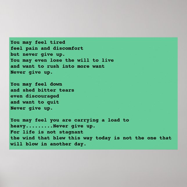 Póster Nunca rendirse (Frente)