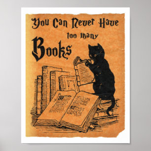 Póster Nunca Se Puede Tener Demasiados Libros Poster Gato