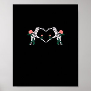 Póster Nunca se quiere - Rosas de Skeleton Hands