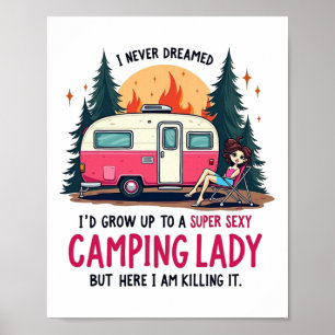 Póster Nunca soñé Super Y Camping Lady matándolo afuera