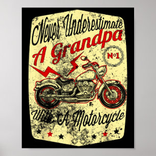 Póster Nunca Subestimes A Un Abuelo Con Motocicleta