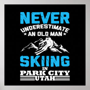 Póster Nunca subestimes a un anciano esquíando en Utah