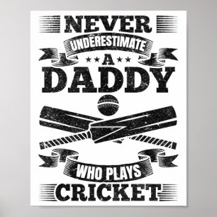 Póster Nunca Subestimes a un Papá que Juega Críquet
