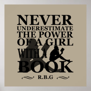 Póster Nunca subestimes el poder de un chica con libro