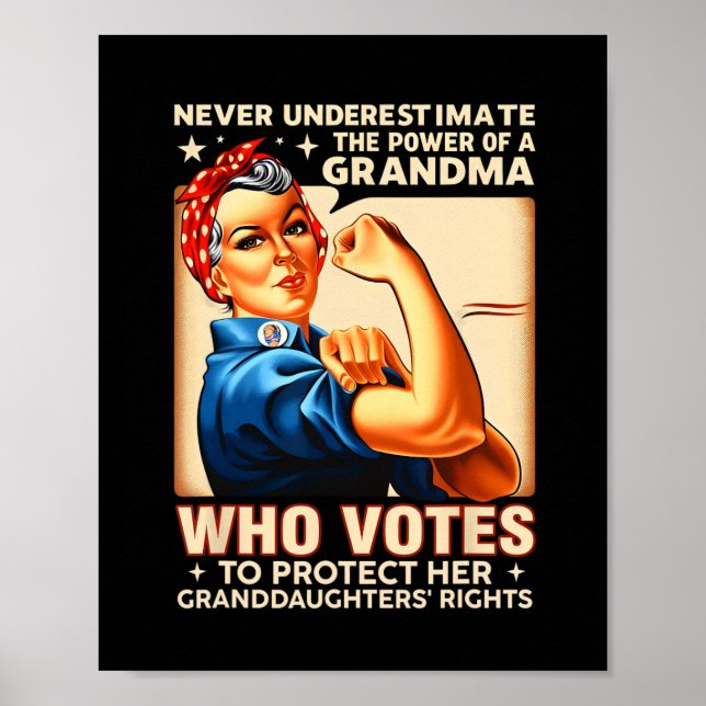 Póster Nunca Subestimes El Poder De Una Abuela Que Vota (Frente)