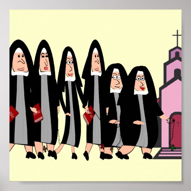 Póster Nuns Poster "Encabezándose a la iglesia" (Frente)