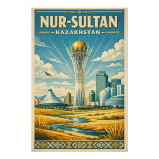 Póster Nur-Sultan (Astana), Kazakhstan travel