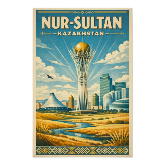 Póster Nur-Sultan (Astana), Kazakhstan travel (Anverso)