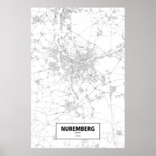 Póster Nuremberg, Alemania (negro sobre blanco)
