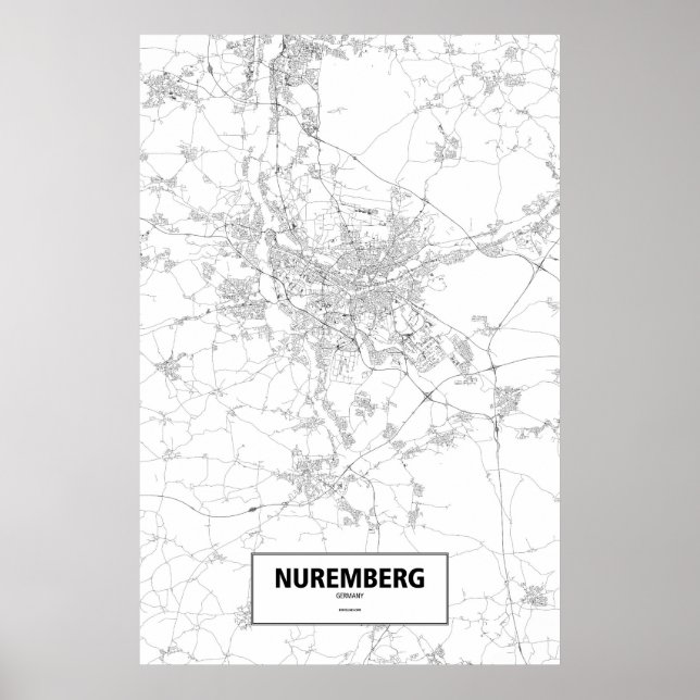 Póster Nuremberg, Alemania (negro sobre blanco) (Frente)