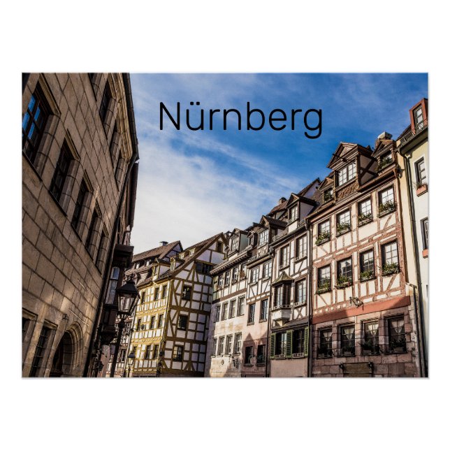 Póster Nuremberg Cityscape Bavaria Alemania Souvenir (Anverso)