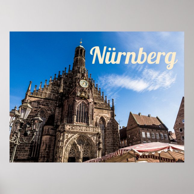 Póster Nuremberg Hauptmarkt Nürnberg Bavaria Alemania (Frente)