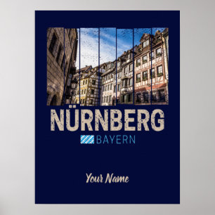 Póster Nuremberg Vintage Bavaria Alemania Souvenir