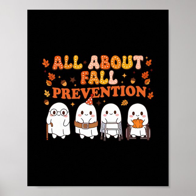 Póster Nurse All About Fall Prevention Cute Ghosts Autumn (Frente)