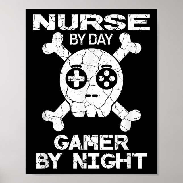 Póster Nurse By Day Gamer By Night - Gaming Quote  (Frente)