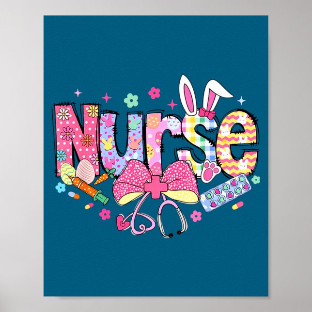 Póster Nurse Easter Day Cute Coquette Stethoscope Nursing (Frente)