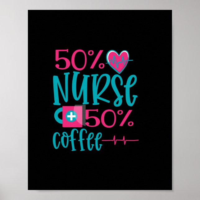 Póster Nurse Gift | 50 Enfermeras 50 Café (Frente)