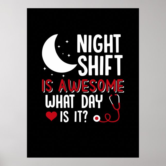 Póster Nurse Gift | El Turno De Noche Es Increíble (Frente)