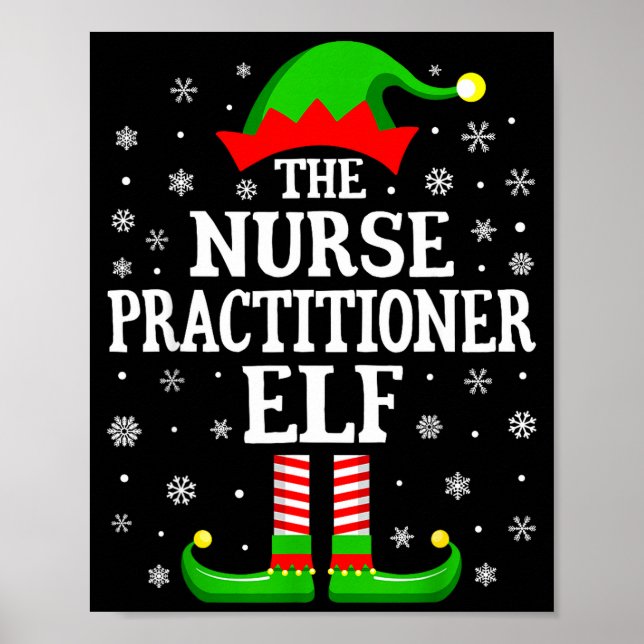Póster Nurse Practitioner Elf Funny Christmas Family Matc (Frente)