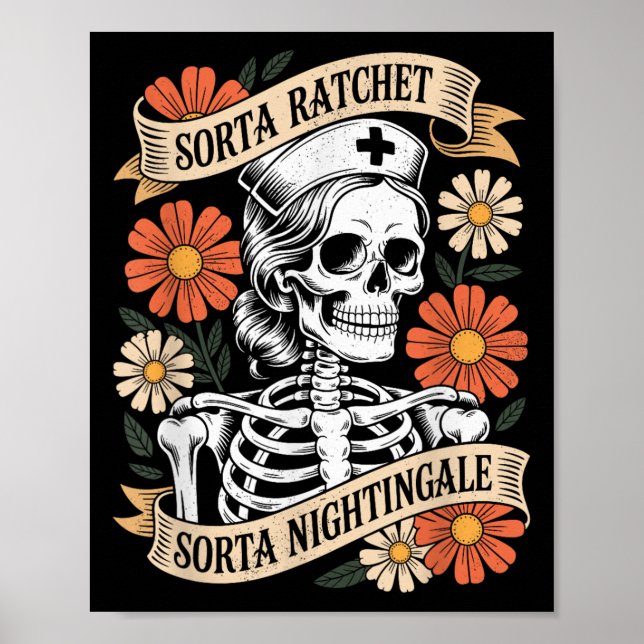 Póster Nurse Sorta Ratchet Sorta Nightingale Skeleton Hal (Frente)