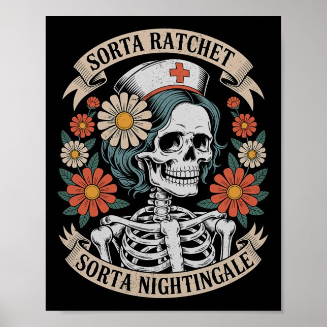 Póster Nurse Sorta Ratchet Sorta Nightingale Skeleton Hal (Frente)