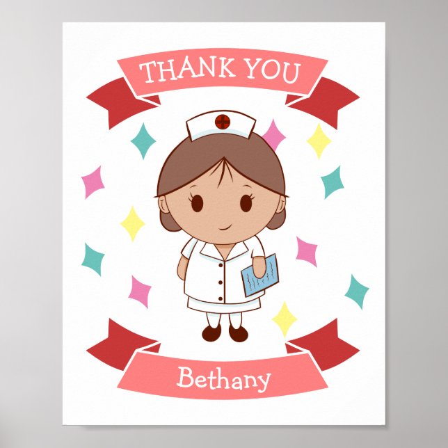 Póster Nurse Thank you Personalized (Frente)