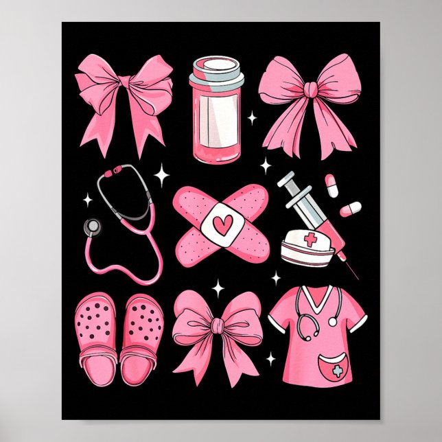 Póster Nurse Valentines Day Coquette Bow Valentine Nurse  (Frente)