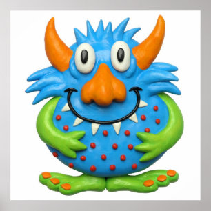 Póster Nursera Baby Shower de un monstruo con manchas dul