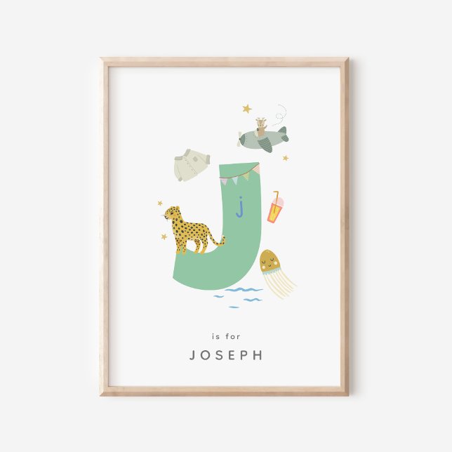 Póster Nursera Cuta Letra alfabeta personalizada Poster J (Subido por el creador)