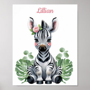 Póster Nursera de Cebra Safari para personalizado bebé