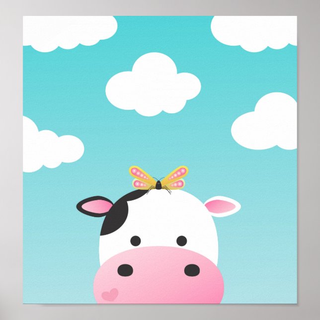 Póster Nursera de FFP de vaca y mariposa (Frente)
