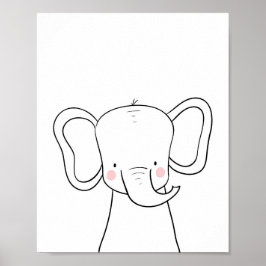 Póster Nursera elefante Imprimir Safari moderno blanco ne