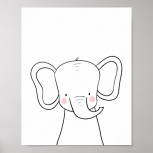 Póster Nursera elefante Imprimir Safari moderno blanco ne