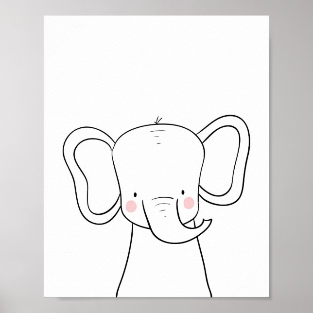 Póster Nursera elefante Imprimir Safari moderno blanco ne (Frente)