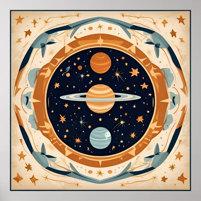 Póster Nursera estelar vintage, espacio, cosmos, universo (Frente)