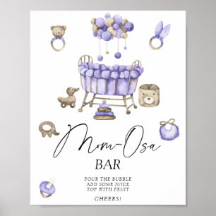 Póster Nursery baby ducha Momosa bar