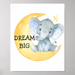 Póster Nursery de Niño Elefante Acuarela Sueña Grande