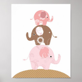 Póster Nursery elephant art girls