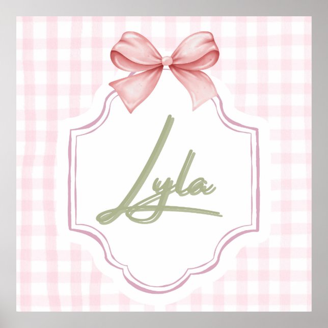Póster Nursery Lyla Baby Personalizado Bow&Gingham (Frente)