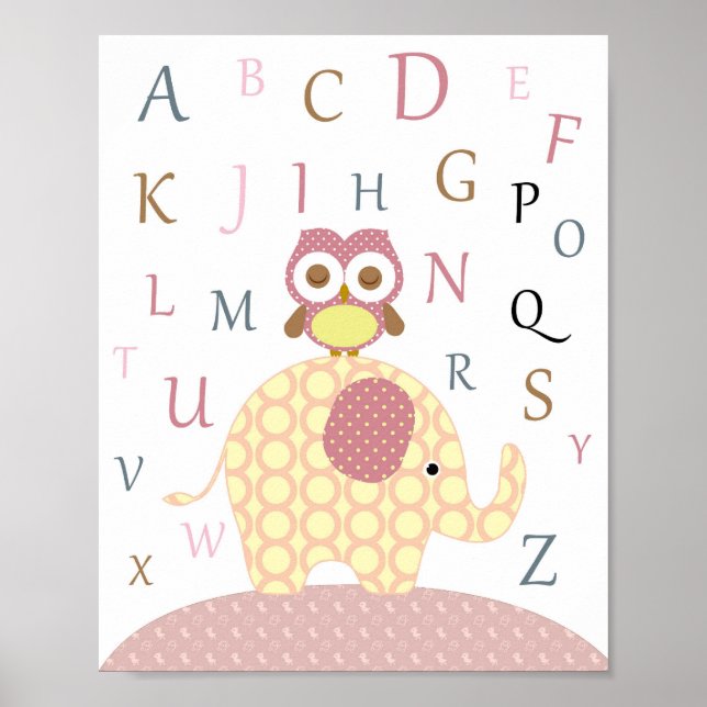 Póster Nursery owl alphabet art (Frente)