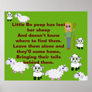 Póster nursery rhyme modern little bo-peep bright colors